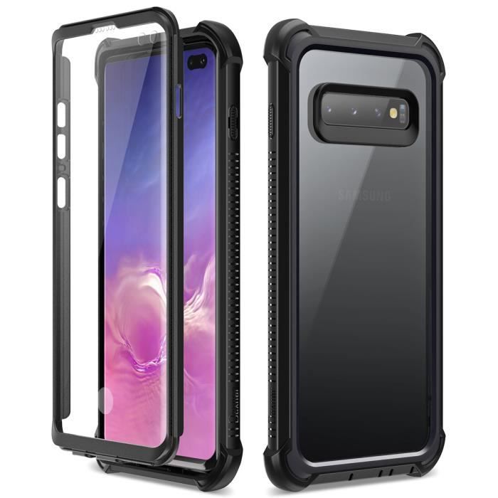 Dexnor Coque pour Samsung Galaxy S10+ Plus,en Silicone Antichoc boîtier Housse Étui de Protection intégrale,Noir