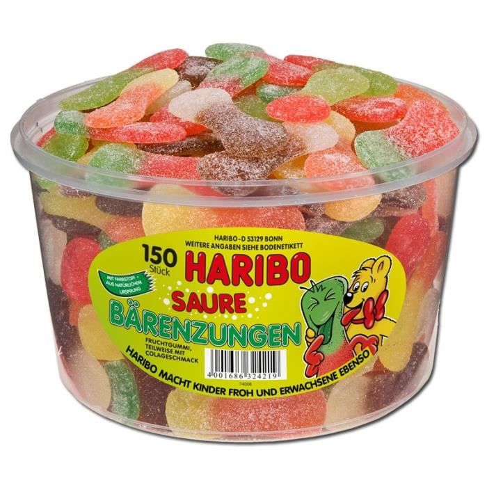 Haribo Sour Ours Tongues, gommes de fruits, 150 p