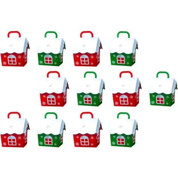 12pcs Cadeau de Noël Boîte de cadeau de Décor de rangement délicat pour cookies à la bonbons cremeux confiserie chocolat