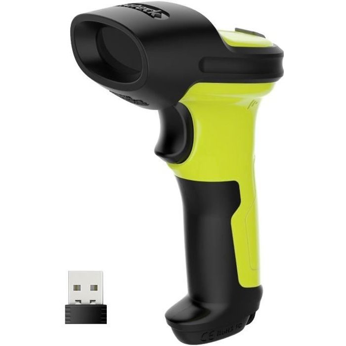 Inateck Scanner de Code-Barres Laser sans Fil 2.4GHz, Rayon de 35m, Scan Automatique et Précis, Autonomie d''Environ 15 Jours