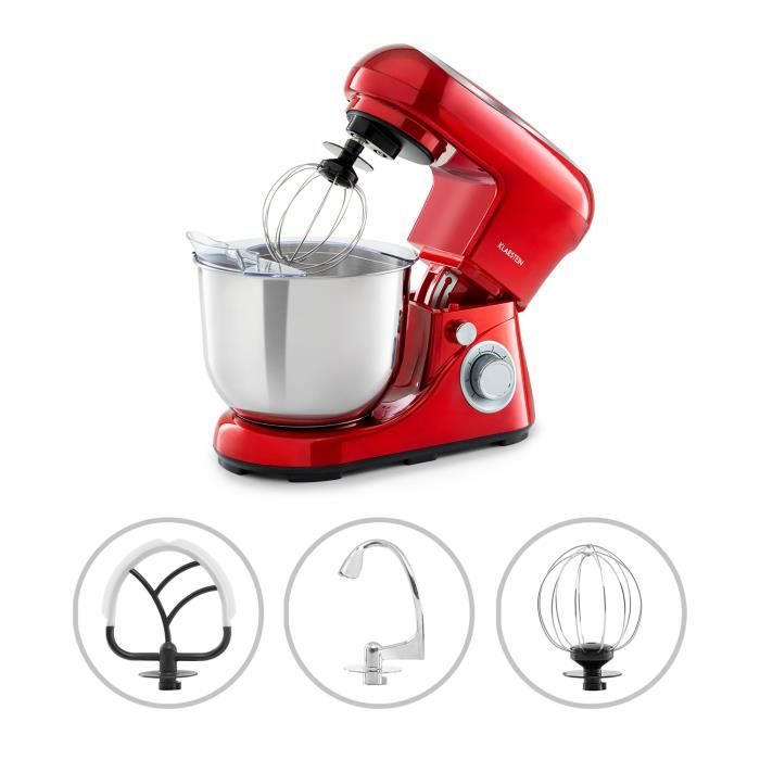 Klarstein Bella Pico 2G Robot de cuisine multifonction - Bol 5 litres - 6 vitesses - 1200W - Rouge