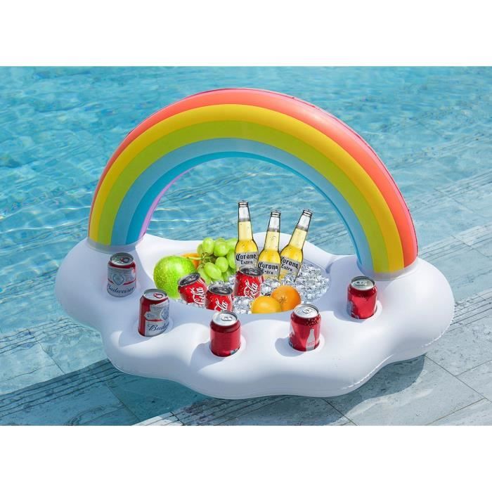 Plateau Flotteur Bar de Piscine Gonflable Nuage Arc-en-Ciel Bar Flottant Boisson Salade Fruits pour Piscine ou Spa