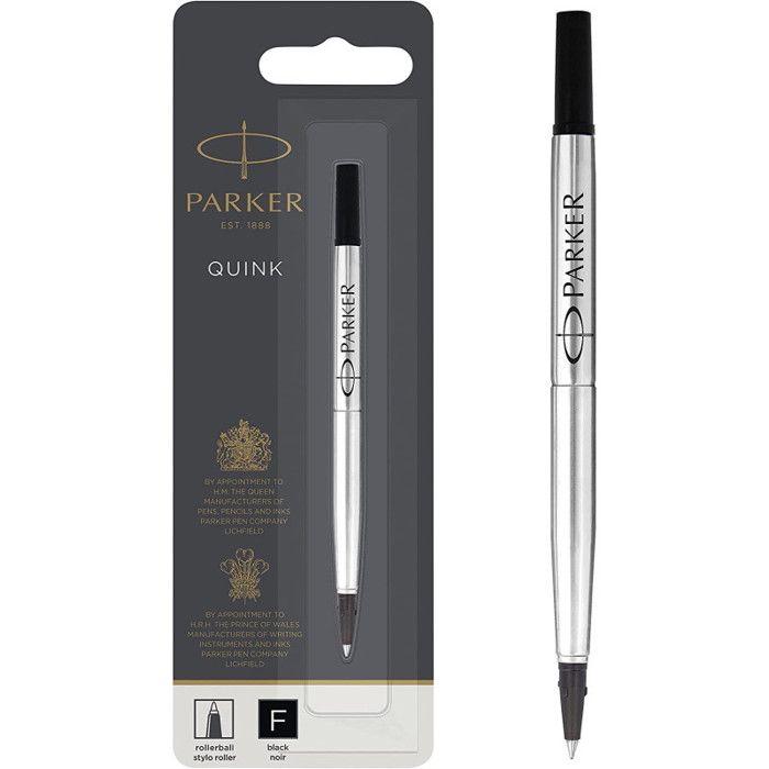 PARKER recharge Roller Ball, pointe fine, noire, blister X 1
