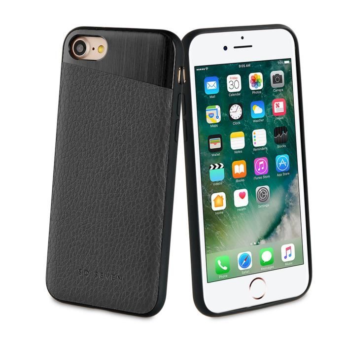 SO SEVEN METTALIC Coque PU + METAL Noir APPLE IPHONE 7
