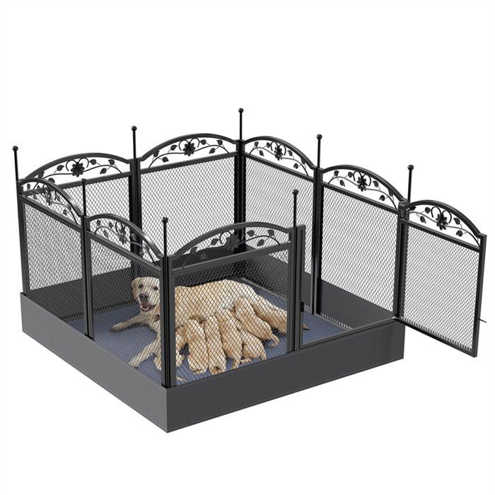 Meilleurs prix pour BingoPaw Parc Chien Intérieur Extérieur XXL Grand Enclos Chien Pliable Caisse de Mise Bas avec Piquets de Fixation 126x126x80cm