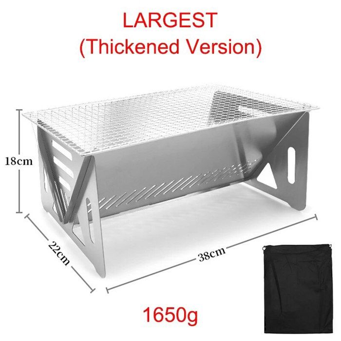 Camping Pliable, Poêle à Bois Portable en Acier Inoxydable Grille, Camping Coupe Vent Compact pour Camping en Plein Air Pique Nique Barbecue