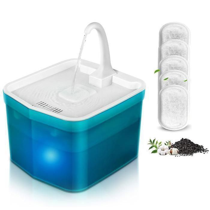 Comparer les prix de Fontaine à Eau pour Chat, Fontaine Eau Chat Ultra-Silencieuse 2L avec 5 Filtres, Automatique,Distributeur Eau Chat sans BPA, Vert