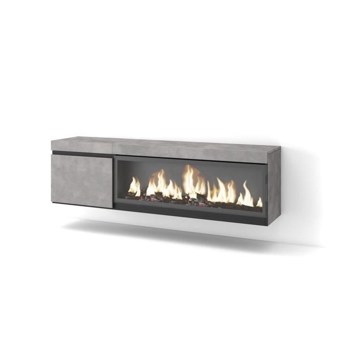 Meuble TV Banc Télé 160 Pour les TV jusquà 65 feu électrique XXL Suspendu Mural Ciment RF3242 Meuble TV Banc Télé 160 Pour les TV jusquà 65 feu électrique XXL Suspendu Mural Ciment RF3242