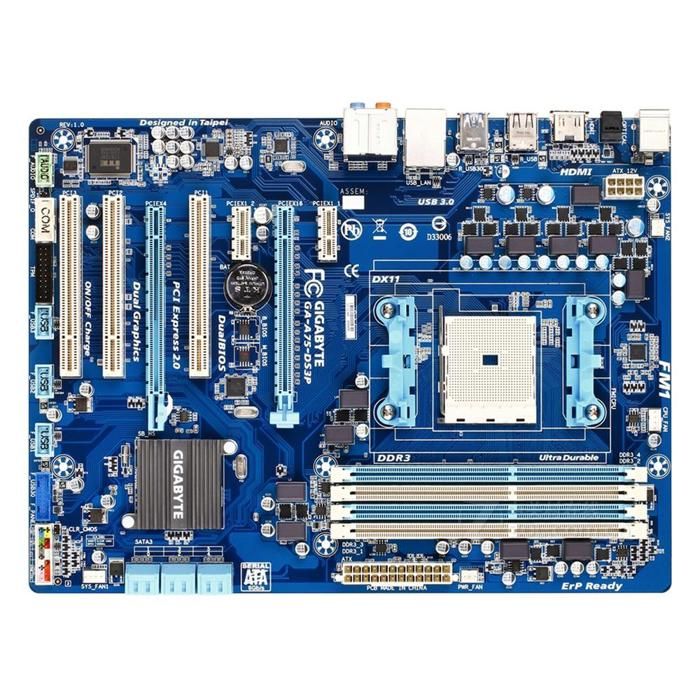 Carte mère GIGABYTE GA-A75-DS3P AMD A75 Socket FM1 4xDDR3 SDRAM 64GB ATX Reconditionné -  reconditionné disponible sur Cdiscount Seconde Vie