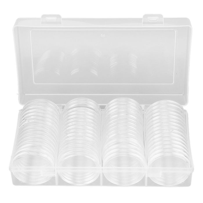 Lot De 100 Boîtes De Rangement Rondes – Capsules Plastique 34 Mm, Protection Anti-oxydation, Pour Pièces De Monnaie Et Collection