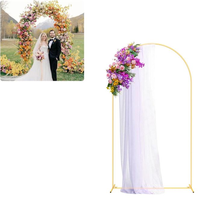 Arche De Mariage En Forme De Croissant De Lune – Lot De 2, Métal Doré, Acier Carbone | Décoration Événement - 1