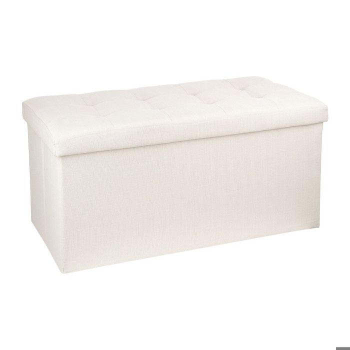 Eazy Living Pouf + Boîte de Rangement Large Mathieu Blanc