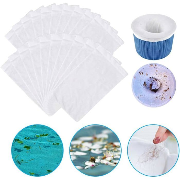 Lot 20 Chaussettes Skimmer Piscine - Filet Filtration Fine Réutilisables Pour Panier Pompe