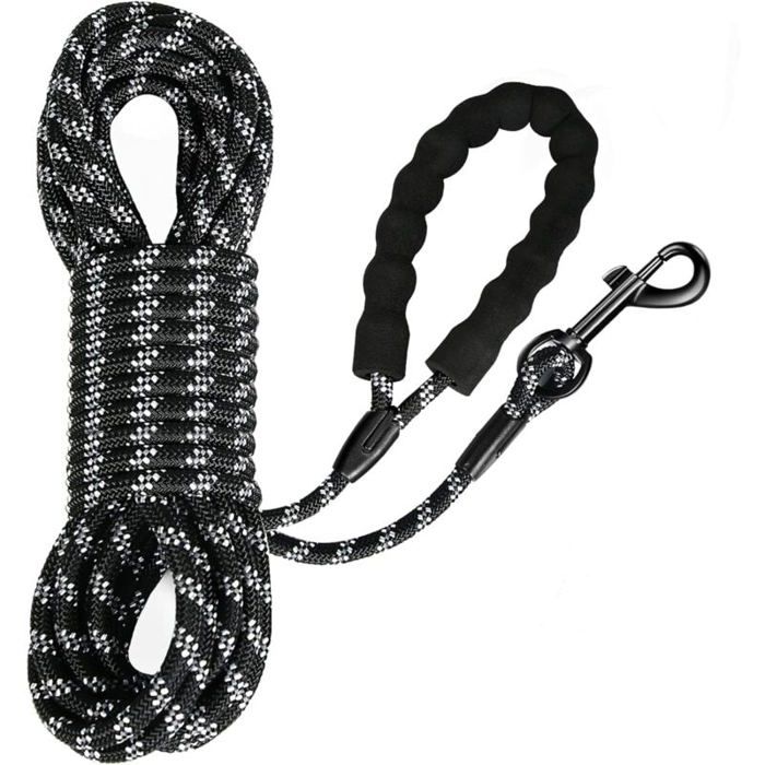 Meilleurs prix pour Longe pour Chien Long Laisse Chien Corde avec Poigne Rembourre pour Chiens de Petites Grandes Taille Noir 5m Odipie