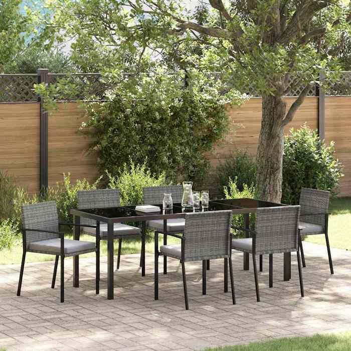 vidaXL Ensemble de salle à manger jardin 7 pièces rotin PE