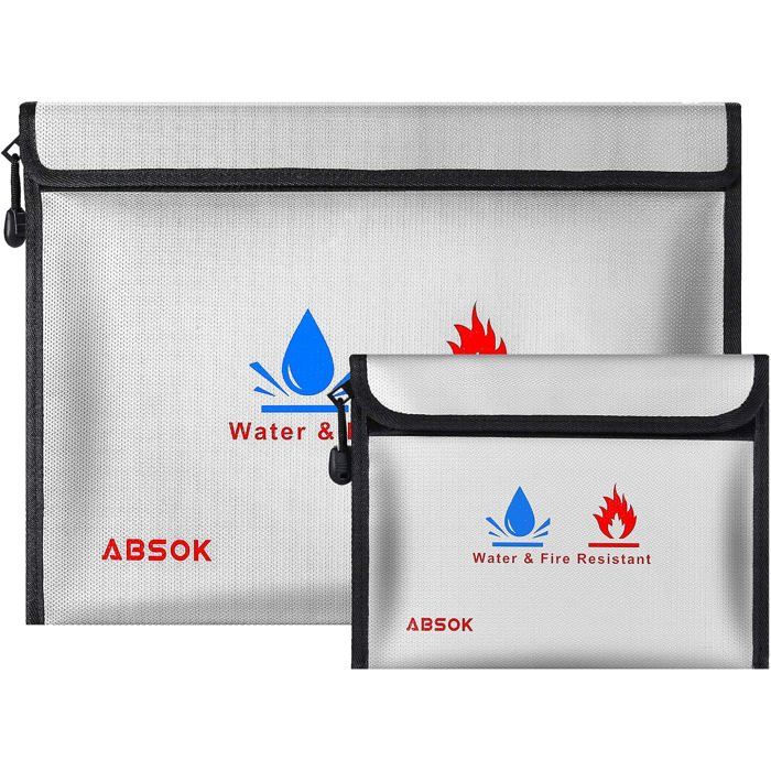 ®RisingFF Sacs à documents résistants au feu 15 x 11 et 9 x 7 pouces avec revêtement en silicone anti-démangeaisons