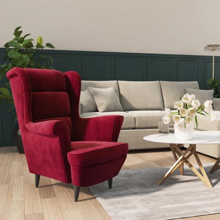 (Rouge)Fauteuil individuel relax contemporain - SIGNOR - Chaise rouge bordeaux velours 280257