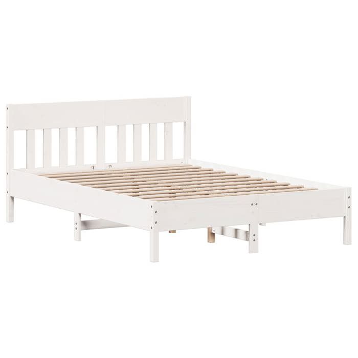 Petit double - MANGO - Cadre de lit 2 PLACES - sans matelas - blanc 140x200 cm bois de pin massif FR14938
