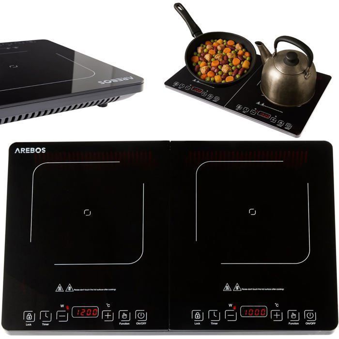 Table De Cuisson AREBOS Induction Autonome 4 Zones Noir AR-HE-IKF60