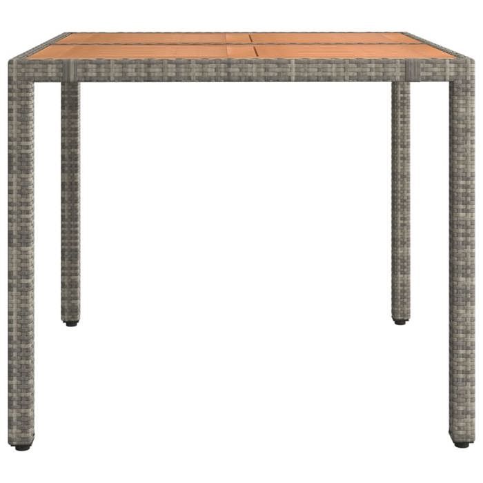 Black Friday Table à dîner de jardin BURKE 2/4 PERSONNES et dessus en bois Gris Résine tressée et acacia TTT218