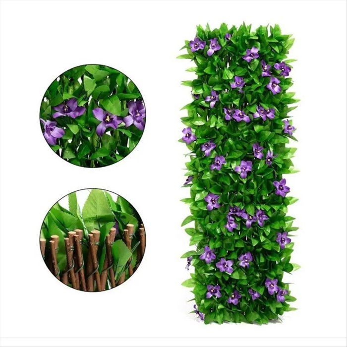 Clôture de Simulation de 40 cm Plantes Décoratives de Jardin Fleur Artificielle Clôture de Confidentialité de Jardin Rétractable