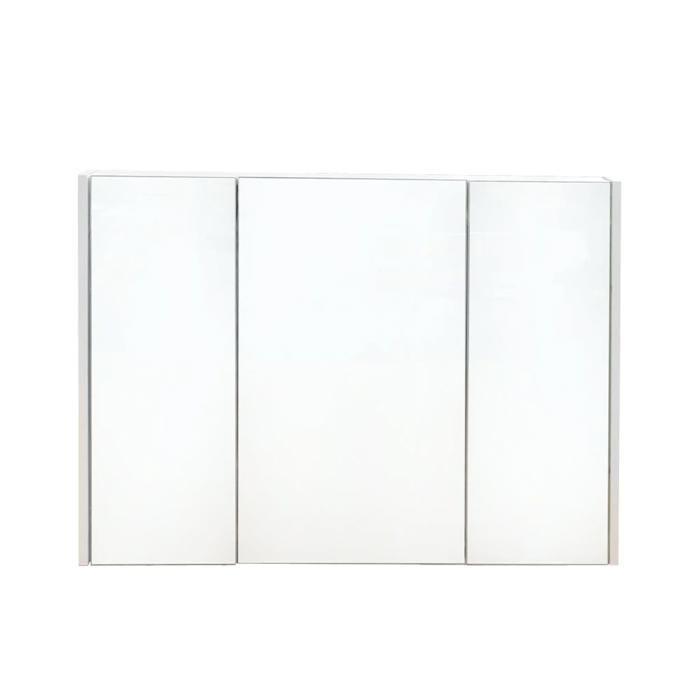 Armoire miroir de salle de bain blanche effet marbre 3 portes meuble mural blanc