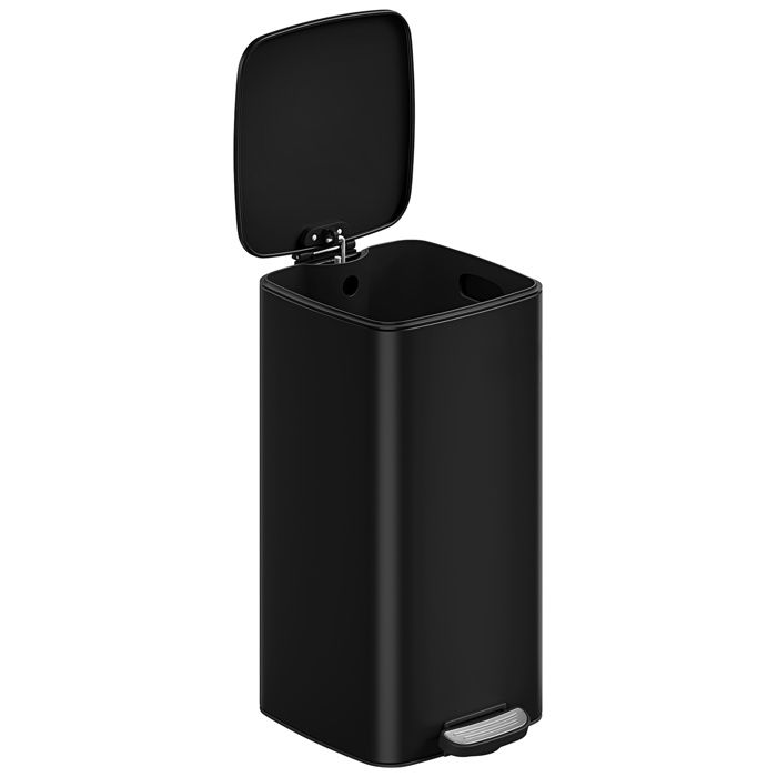 Poubelle de cuisine 30 litres poubelle à pédale en acier avec seau intérieur fermeture douce noir