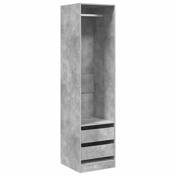 Armoire de chambre 1 pc durable - Cabinet vêtements/Garde-robe - avec tiroirs Gris béton 50x50x200cm Bois ingénie7702