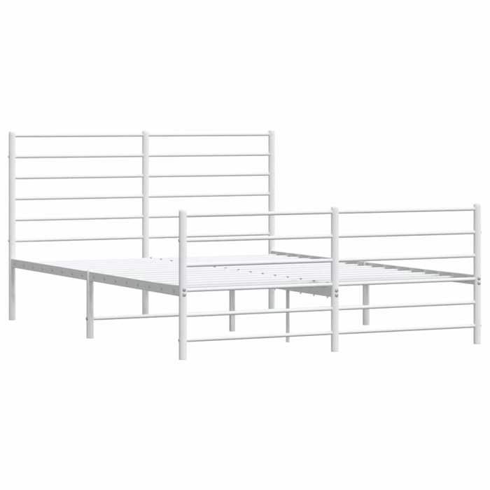 Structure de lit métal - sans matelas - et pied de lit - blanc 140x190 cm - pour adulte/enfant 3ukleR