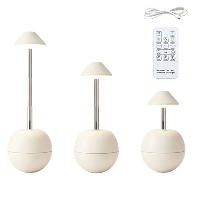 Lampe de bureau rechargeable lumière d’ambiance LED hauteur réglable éclairage RGB multicolore réglage de la luminosité Blanc