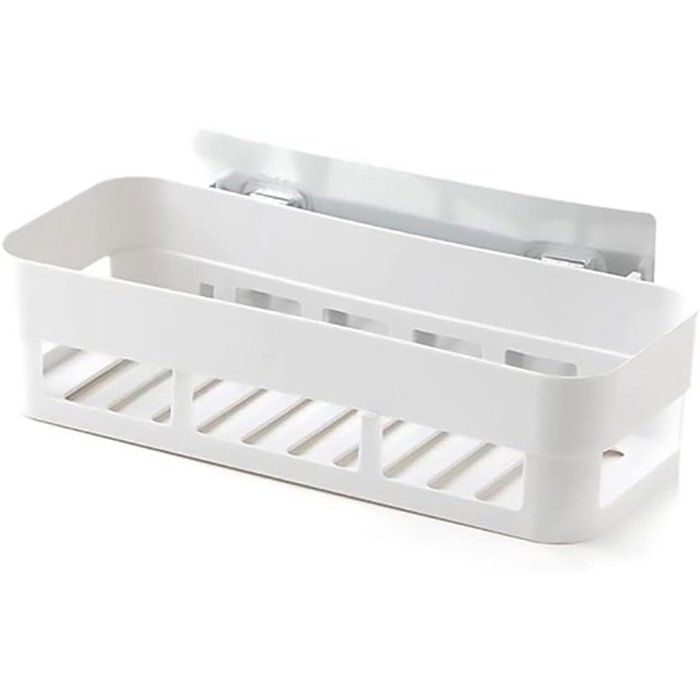 Porte-accessoires de douche adhésif étagère de rangement sans perçage blanc