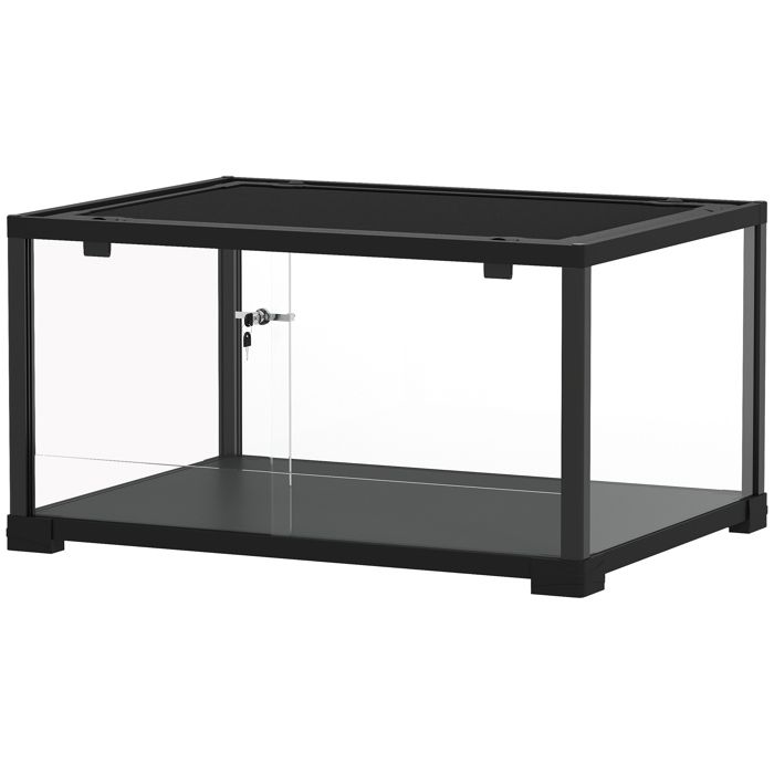 LIA Terrarium en verre pour reptile enclos pour hamster 86 L ventilation supérieure porte coulissante 50 8x30 5x35 6cm noir