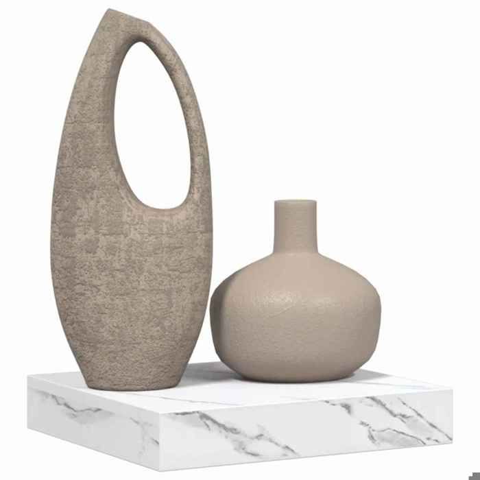 Meuble Étagère - Blanc - Étagère murale suspendue - Marbre blanc 23x23 5x4 cm Bois dingénierie B3969