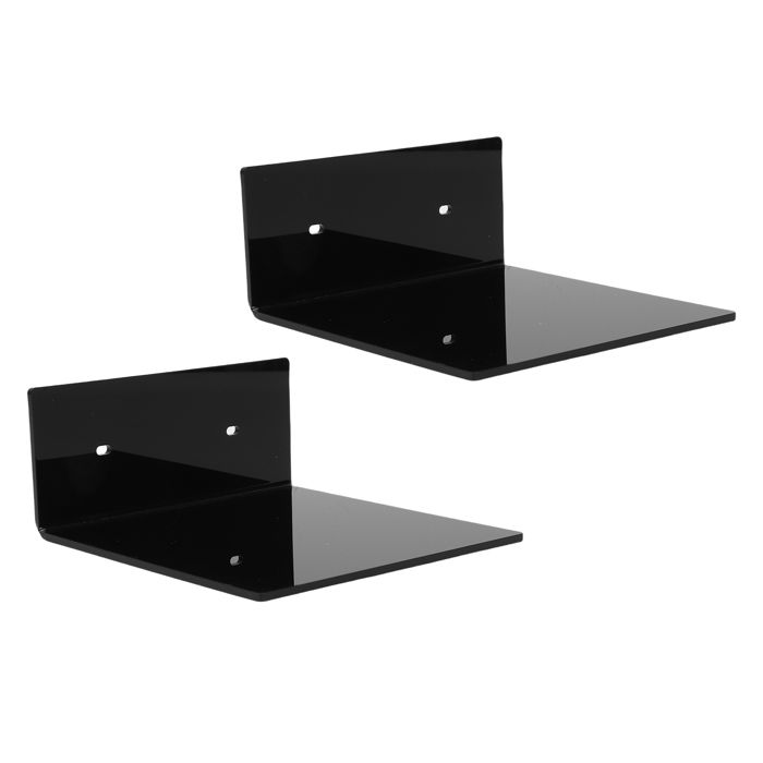 AUCUNE Petites étagères murales Petites étagères flottantes en acrylique 2 pièces Mini étagère de rangement auto etagere Noir