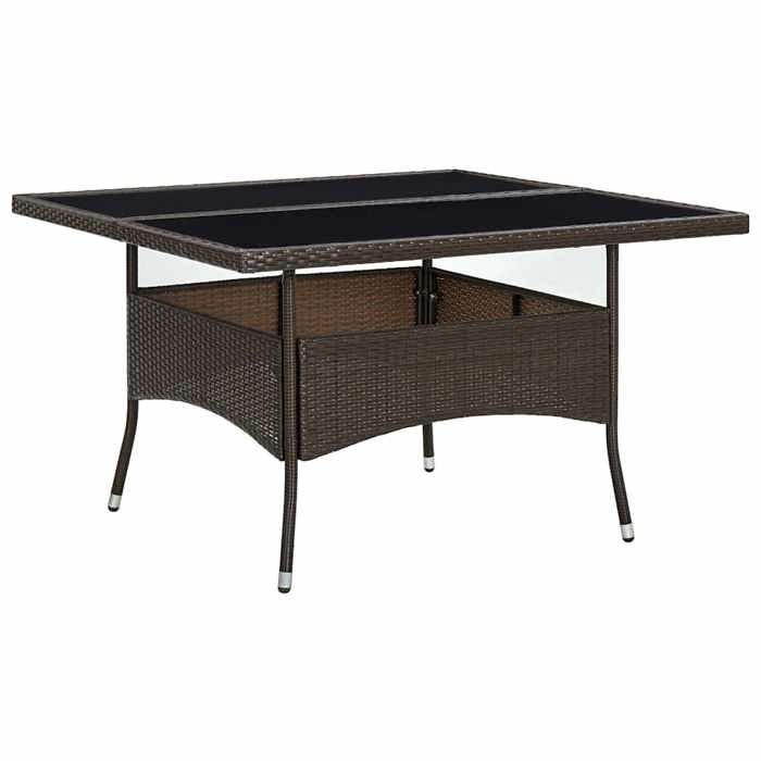 Meuble jardin - Table à dîner dextérieur Marron Résine tressée et verre &563