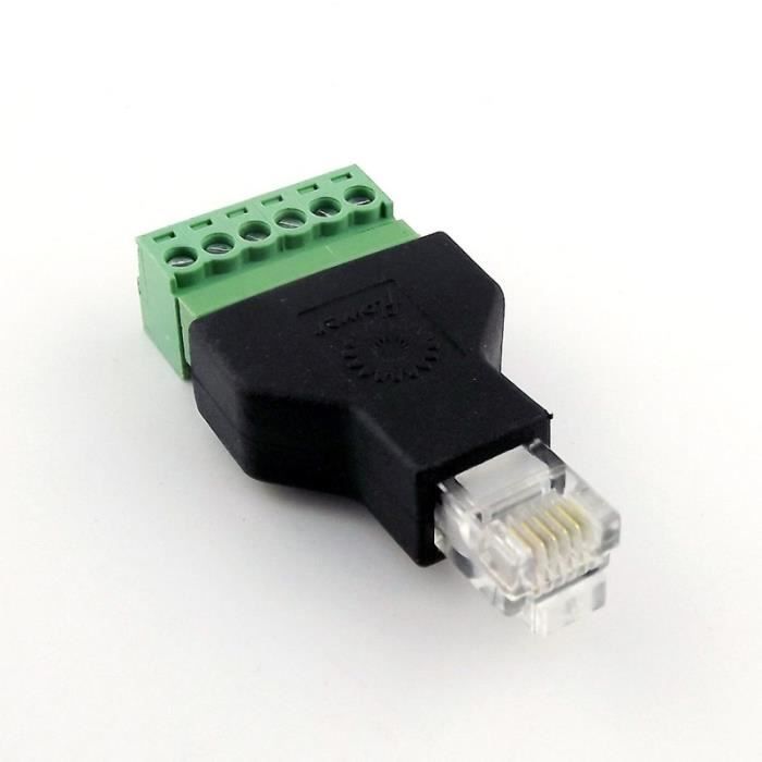ASHATA Adaptateur RJ12 6P6C 6 Broches Ethernet RJ12 6P6C Mâle Vers 6 Broches Borne à Vis RJ12 Connecteur De Terminal à Vis