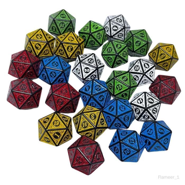 Lot De 20 Dés 6 Faces En Acrylique Bleu-noir – 16 Mm, Avec Sac De Rangement, Pour Jeux De Société