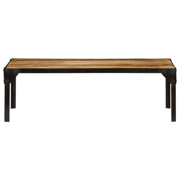 Table basse en bois massif de manguier brut et acier 110 x 55 x 35 cm - Marron et noir