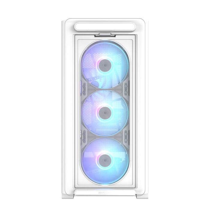 Boîtier PC microATX – ASUS – A23 Plus TG ARGB – Blanc – Ventilateurs ARGB préinstallés – Verre trempé