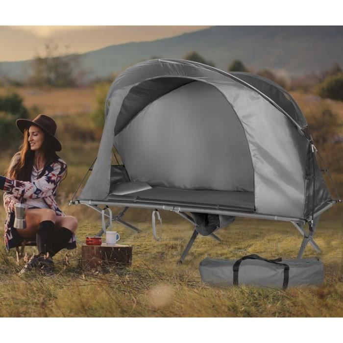Tente Camping 4-6 Personnes GYMAX - Grand Pare-soleil, 2 Pièces Séparées, Double Toit Imperméable, Facile à Monter Et Robuste - 3