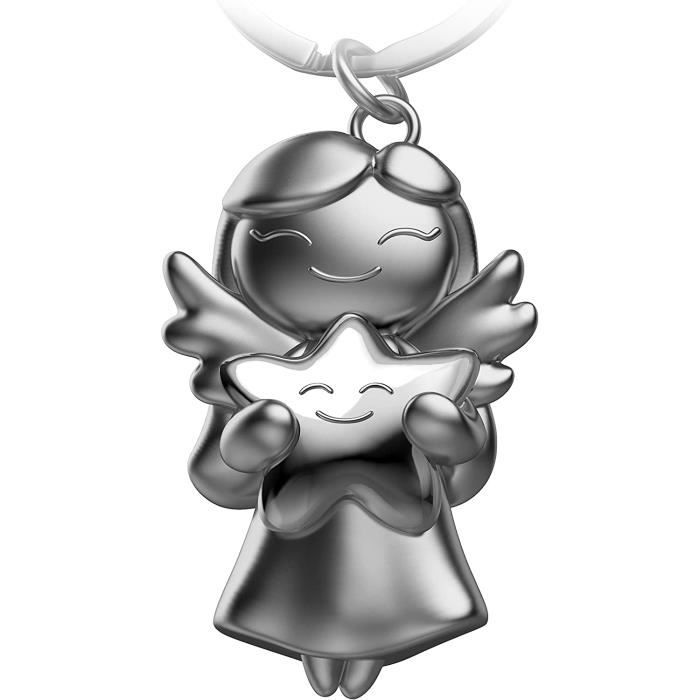 Ange Happy Fabach Porte-clés Ange Gardien Avec Trèfle - Porte-bonheur En Métal - Cadeau Chance Et Protection - Fabach Ange Gardien Voiture