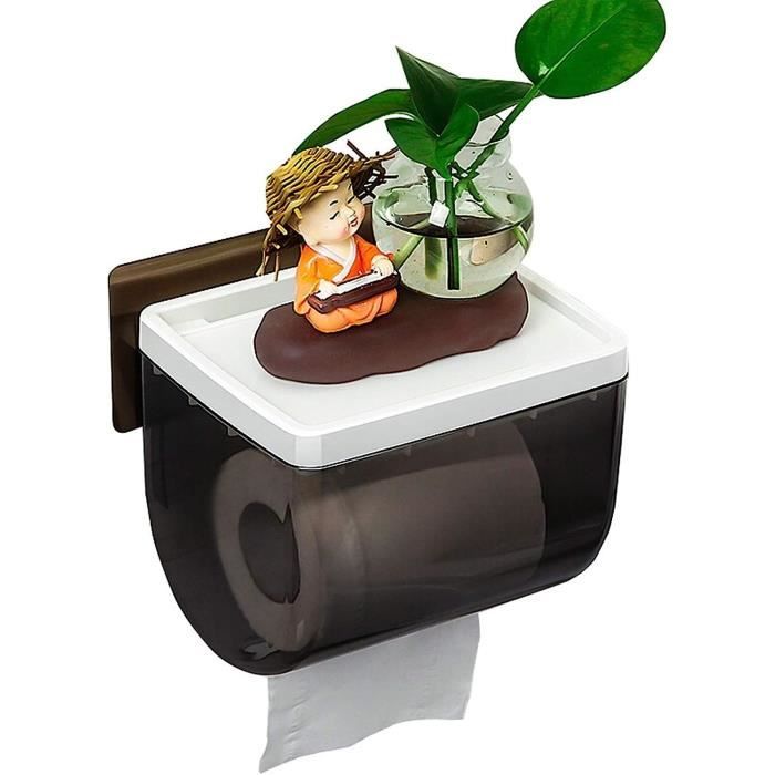 Distributeur de papier toilette Jumbo - Support mural sans perforation - Économie d'espace - Grande capacité - Construction en plastique dense pour salles de bains et toilettes - Look moderne et