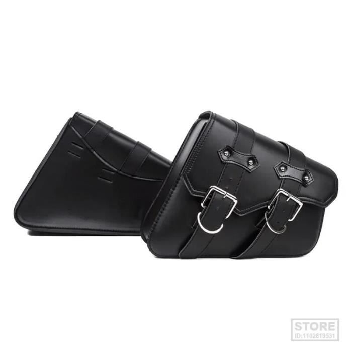 Sacoches Moto Latérales 30L - Cuir PU Imperméable - Avec Sangles Réglables - Boucles Rapides - Pour Bras Oscillant/rack