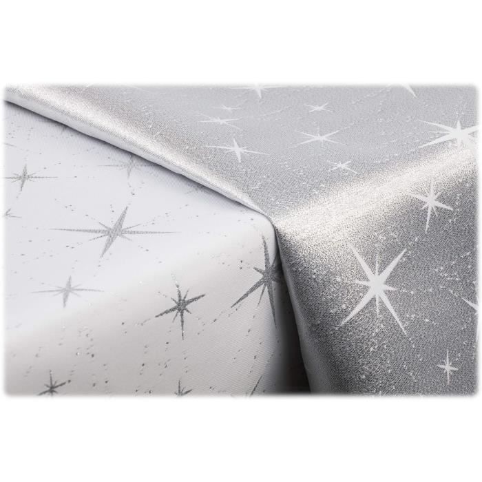 Nappe constellation blanc argent Noël 3m50 x 1m50 anti tache infroissable
