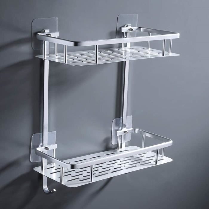 Étagère de douche à suspendre sur la paroi de douche Étagère de salle de bain avec porte-serviettes et ventouse 2 niveaux pour Salle de BainDouble layer-black Étagère de douche sans perçage Étagère de douche à suspendre sur la paroi de douche Étagère de salle de bain avec porte-serviettes et ventouse 2 niveaux pour Salle de BainDouble layer-black Étagère de douche sans perçage