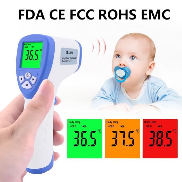 Thermometre Frontal Auriculaire Sans Contact Medical Fievre Enfant Bebe Adulte 