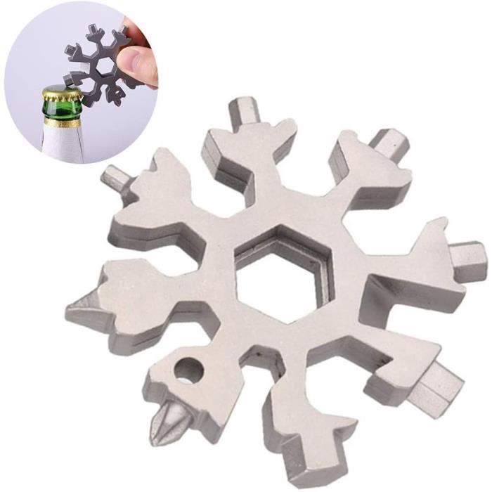 Camping Tools avec Bo/îte-Cadeau Noire Tournevis Torx Ouvre Bouteille Porte Cl/é 18-in-1 Outil Multifonction Velo Multitool WHXJ Flocon De Neige Outil Multifonction Porte-Cl/és Pas Cher