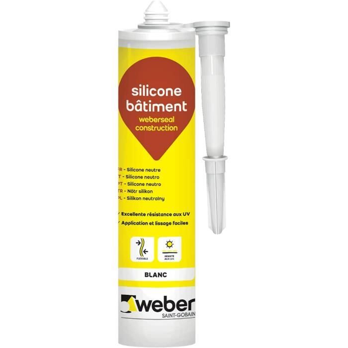 Weberseal construction, Mastic silicone batiment universel, 300ml ...