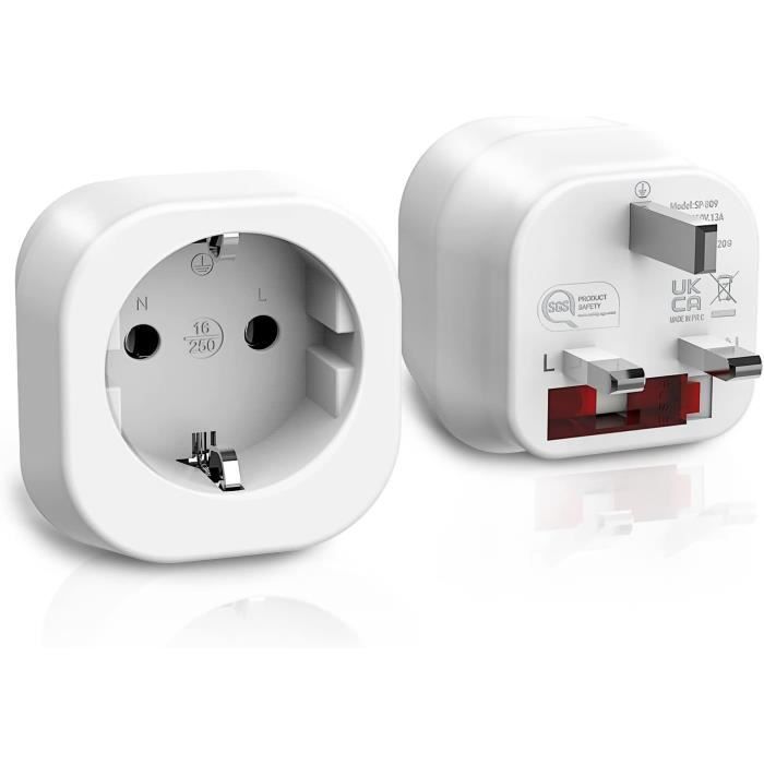 Adaptateur reiseadapter UK, 2 Adaptateur Prise Anglaise UK Angleterre