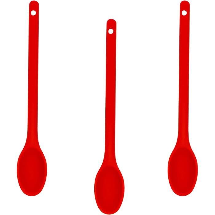 Cuillère de Service,Cuillère à Mélanger Long Manche,Lot de 3 Cuillere en Silicone Cuisine